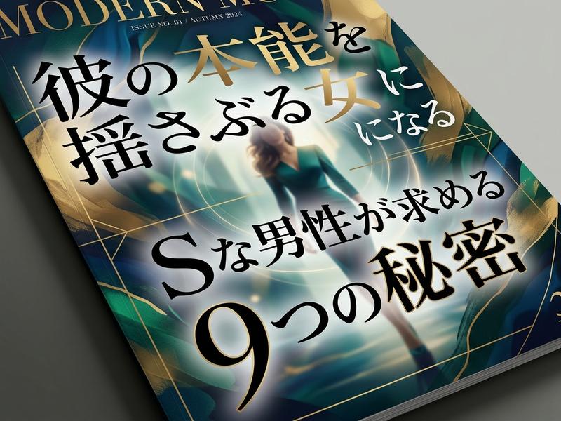 男性を惹きつける秘訣を扱う雑誌の表紙。女性の姿とタイトル文字。