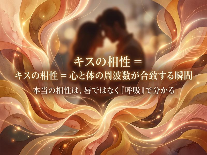 「キスの相性」について語る日本語テキストと、カップルのイラスト。