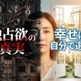 独占欲の真実と、幸せを自分で選ぶことの対比を描いた女性の心のイメージ。