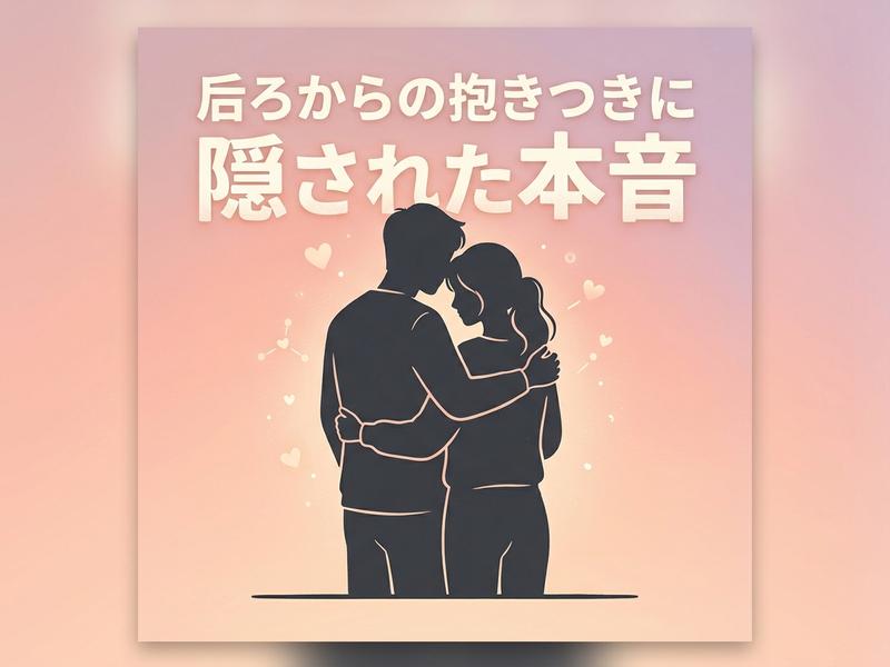 後ろから抱き合うカップルと「隠された本音」の文字。