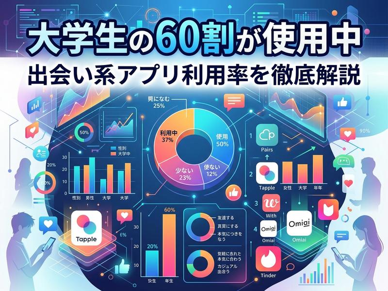 大学生の出会い系アプリ利用率に関する統計グラフ