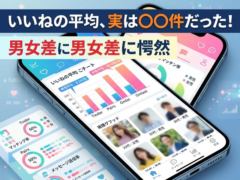 男女差に愕然！マッチングアプリの「いいね」数やマッチング率を示すデータ画面。