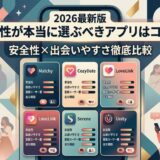 女性向けマッチングアプリの安全性と出会いやすさを比較する画面。