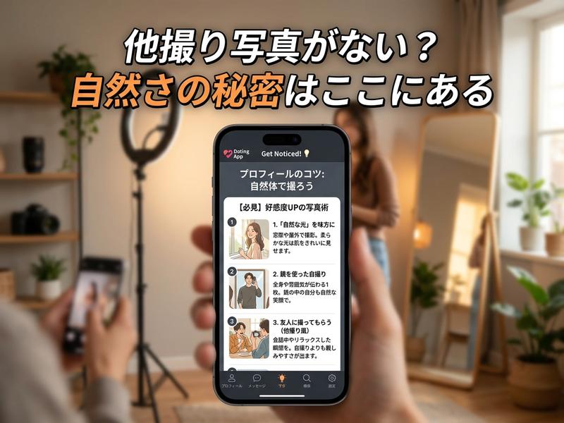 「他撮り写真がない？」自然なプロフィール写真のコツがスマホに表示。