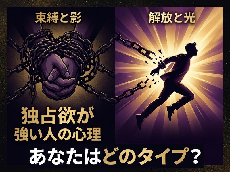 「束縛と影」と「解放と光」で独占欲の心理を対比。