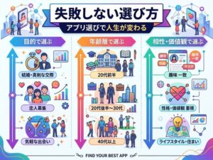出会い系アプリの選び方｜目的別・年齢別で失敗しない3つの軸