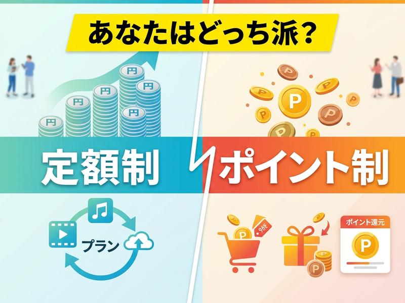 定額制サービスとポイント制の比較図。