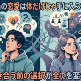恋愛の複雑な選択を考える男女。本当の愛と交際前の決断がテーマ。