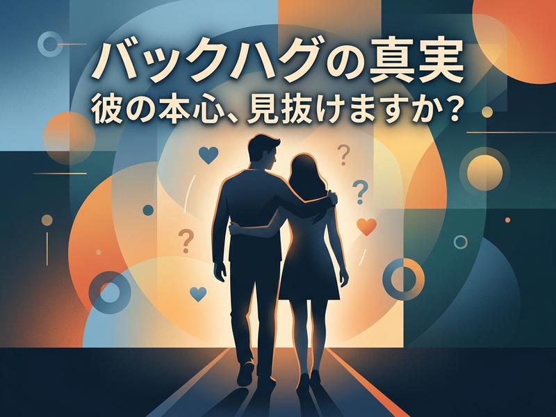 バックハグをするカップルのイラストと、「バックハグの真実」というテキスト。