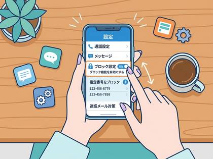 スマートフォンで「ブロック設定」を有効にしている様子。