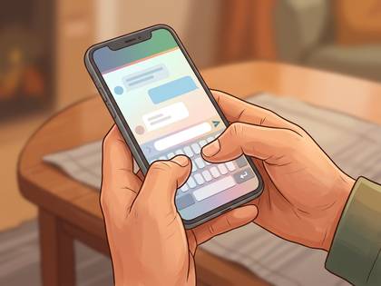 **スマホでメッセージを入力する手** (26文字)