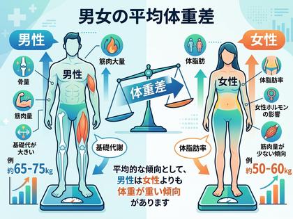 男女の体重差を表したインフォグラフィック