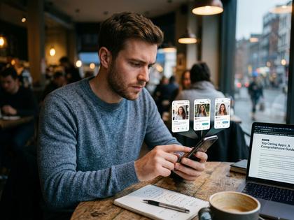 スマホでマッチングアプリを比較検討している男性のイメージ画像