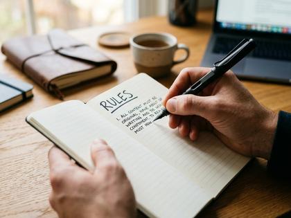 ノートにルールを書き出している手元のイメージ画像