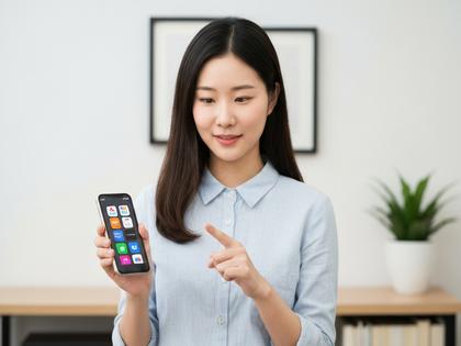 スマートフォンを手にアプリを比較検討している20代女性のイメージ写真