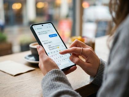 スマホでメッセージを返信する女性の手元のイメージ画像