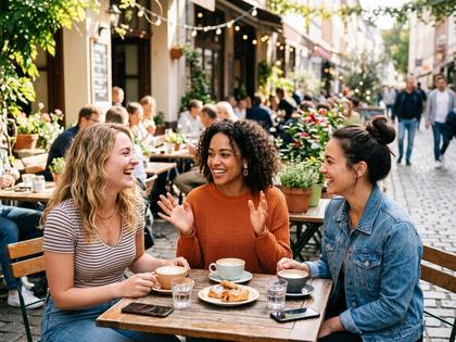 友達と楽しそうに会話する女性たちのイメージ
