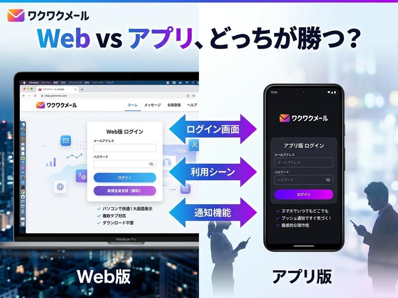 ワクワクメール、Web版とアプリ版の比較。機能やメリットを解説。