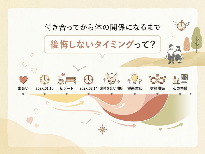 恋人との体の関係までの後悔しないタイミングを解説する図。