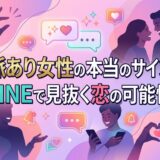 LINEで脈あり女性のサインを見抜く恋愛イラスト。