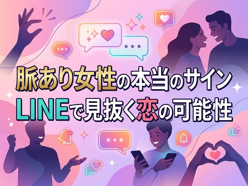 LINEで脈あり女性のサインを見抜く恋愛イラスト。