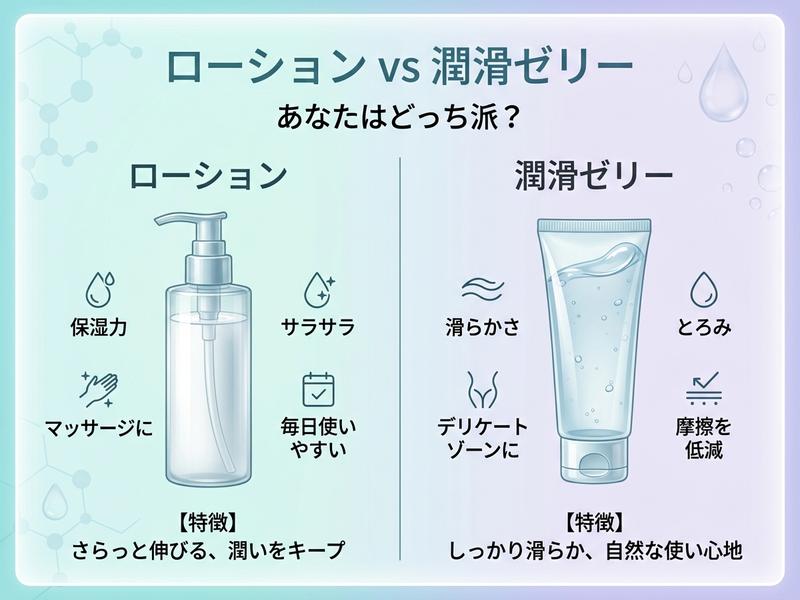 ローションと潤滑ゼリーの比較表。あなたに合うのは？