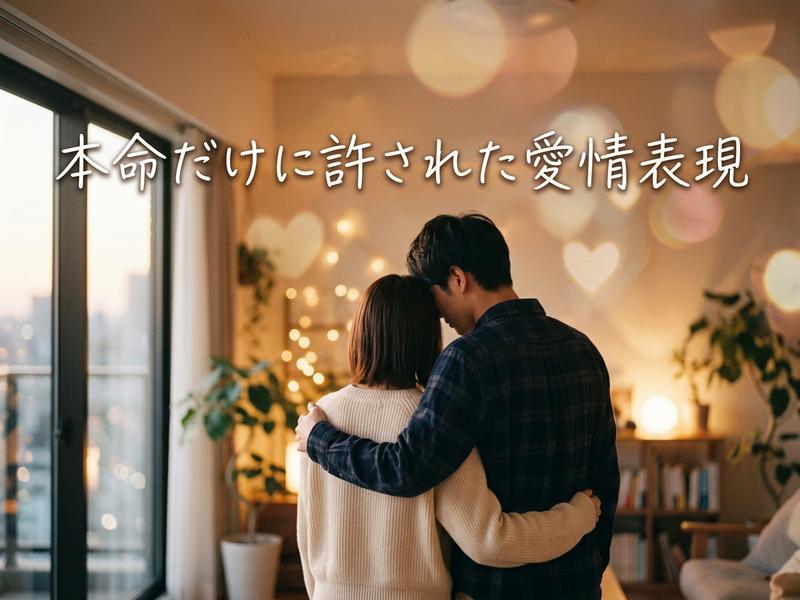 温かい部屋で抱き合う恋人たち。本命に許された愛情表現の瞬間。