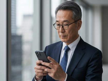 50代男性がスマホを操作している様子