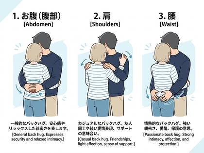 腕の位置で感情が変わるバックハグ3種類を解説。