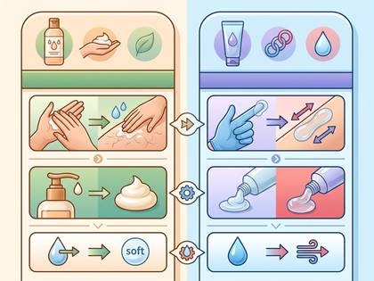 乾燥した肌への保湿ケア方法と、多様な保湿剤の効果を示すイラスト。
