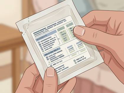 成分表示が書かれた小袋を確認する手元。