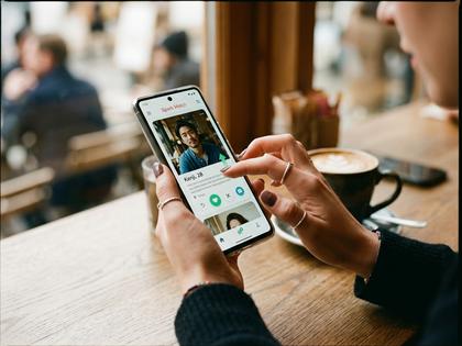 スマートフォンでマッチングアプリを使う女性の手元の写真