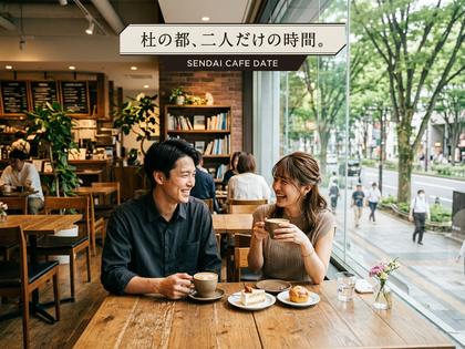 仙台のおしゃれなカフェでデートする男女のイメージ