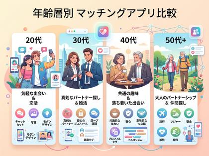 年代別に分けられたマッチングアプリ比較表のイメージ