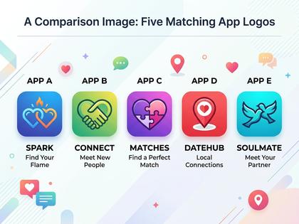 5つのマッチングアプリのロゴが並んだ比較イメージ