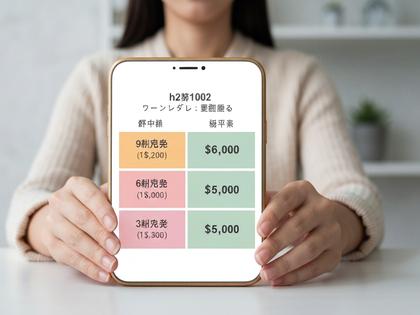 アプリ料金を一覧表にして比較する女性の手元