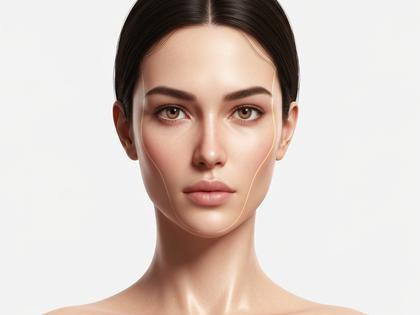 中性的な顔立ちのイメージ。透明感のある肌とすっきりした輪郭の人物のイラスト