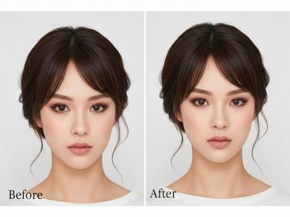 中性的な顔を作るメイクとヘアスタイルのビフォーアフター