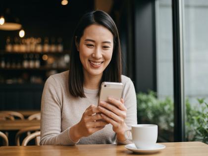スマホで通話しながら微笑む女性のイメージ