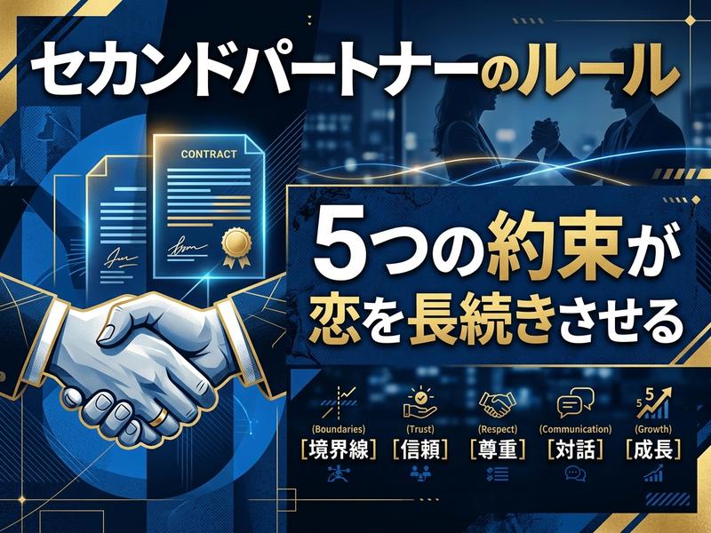 セカンドパートナーのルールと、愛を育む5つの約束を示す図。