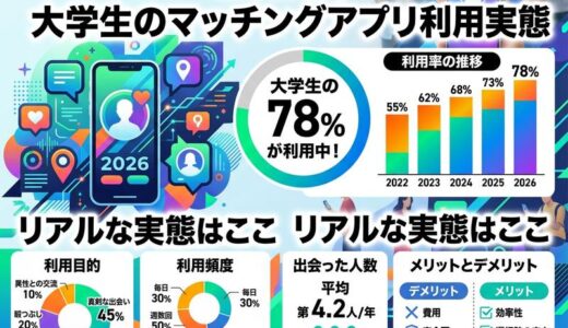 【2026年最新】出会い系アプリの大学生の割合は？利用率とリアルな実態を徹底解説