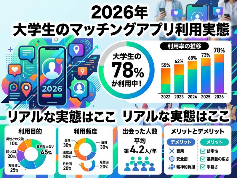 2026年大学生のマッチングアプリ利用実態を示すグラフ