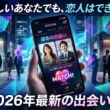 2026年の最新出会い方、忙しい人でも恋人が見つかるマッチングアプリの広告。