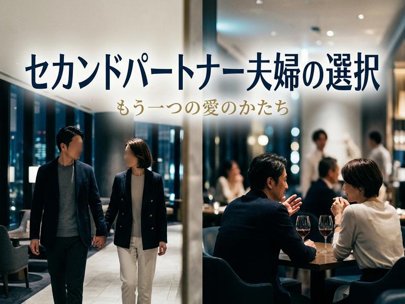 セカンドパートナーを選ぶ夫婦。手をつなぎ、ワインを飲みながら語らう男女。
