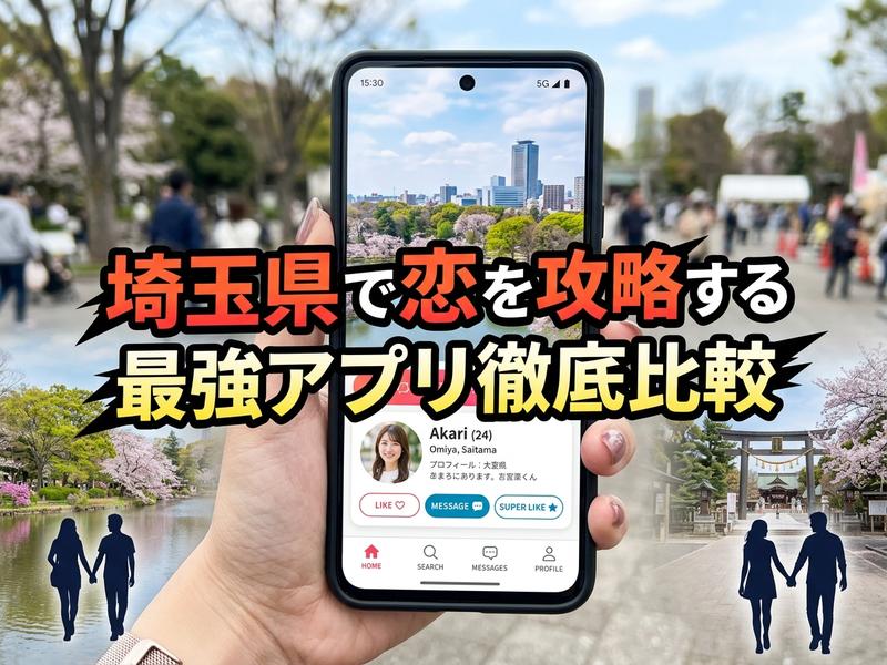 埼玉県での恋活に役立つマッチングアプリ比較記事のイメージ画像。