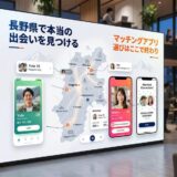 長野県での出会いを提案するマッチングアプリのデジタルサイネージ。