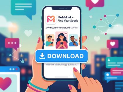スマートフォン画面にマッチングアプリのダウンロードボタンが表示されている