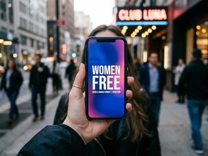 「女性無料」と書かれたスマホ画面のイメージ