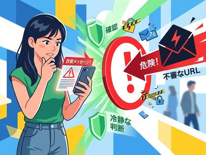 危険なメッセージに気をつける女性のイメージ