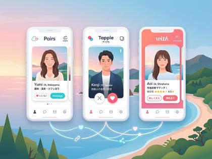 スマートフォン画面に並ぶ複数のマッチングアプリのイメージ